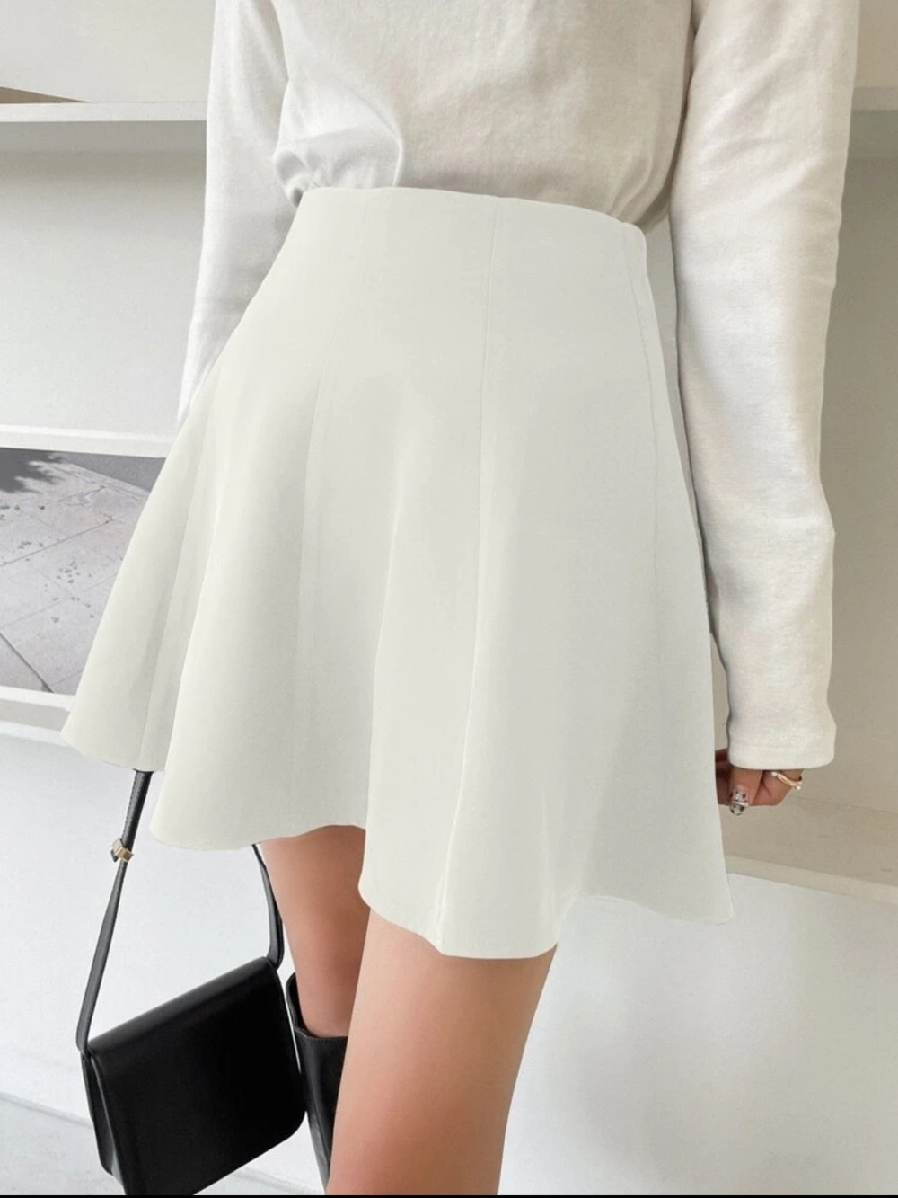 White Pleated Flare Skirt - Women's Skirt